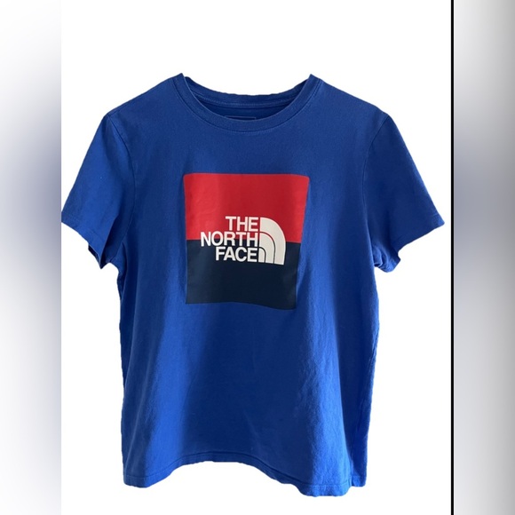 The North Face TNF T-Shirt USA Box Tee Womens Medium Blue White Red and Navy - Picture 3 of 5